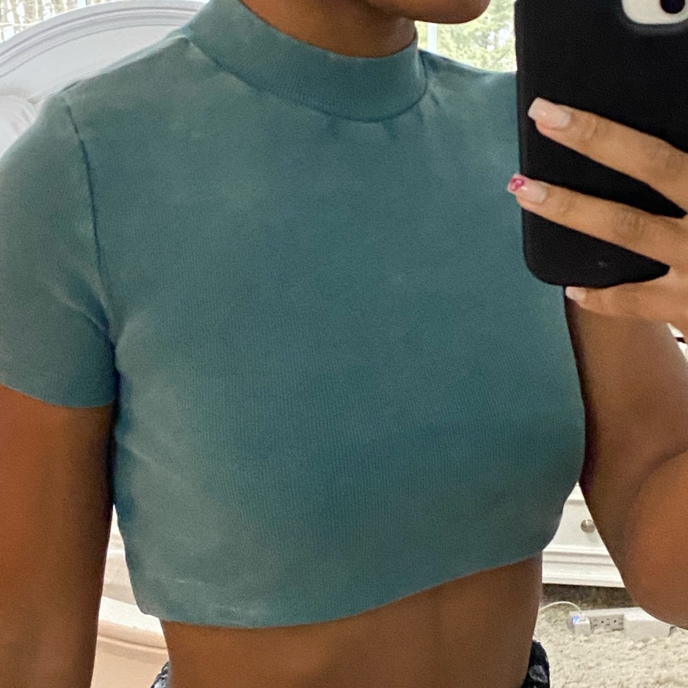 pacsun green mock neck top